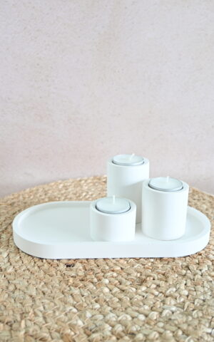 Ovaal schaaltje met theelichthouders