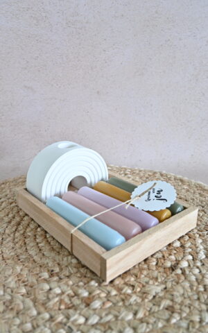 Kaarsenhouder regenboog met kaarsen