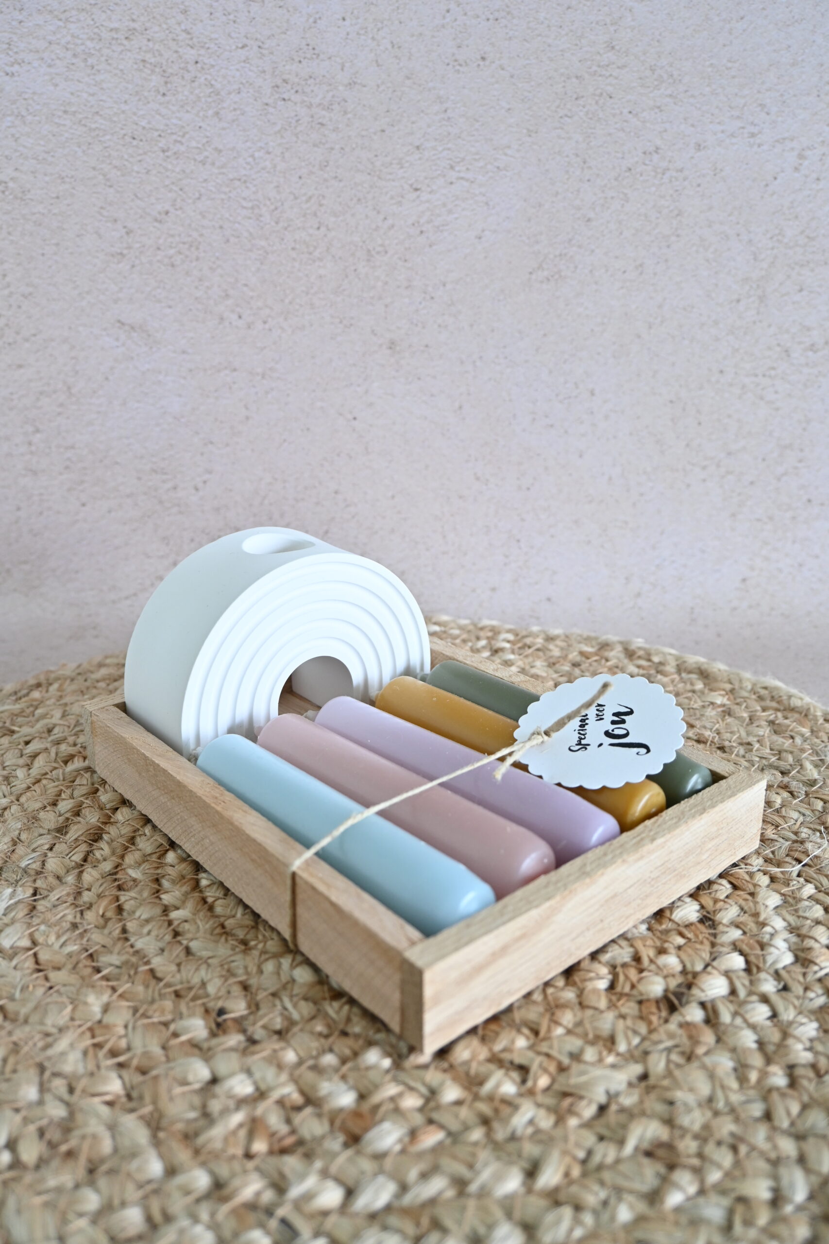 Kaarsenhouder regenboog met kaarsen