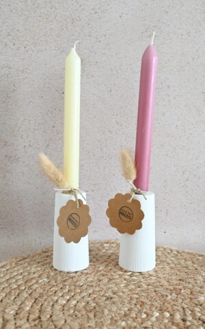 Lang geribbelde kaarsenhouder - vaasje