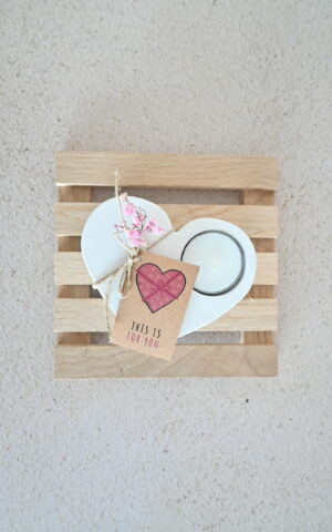 Hartvormige theelichthouder - Valentijn