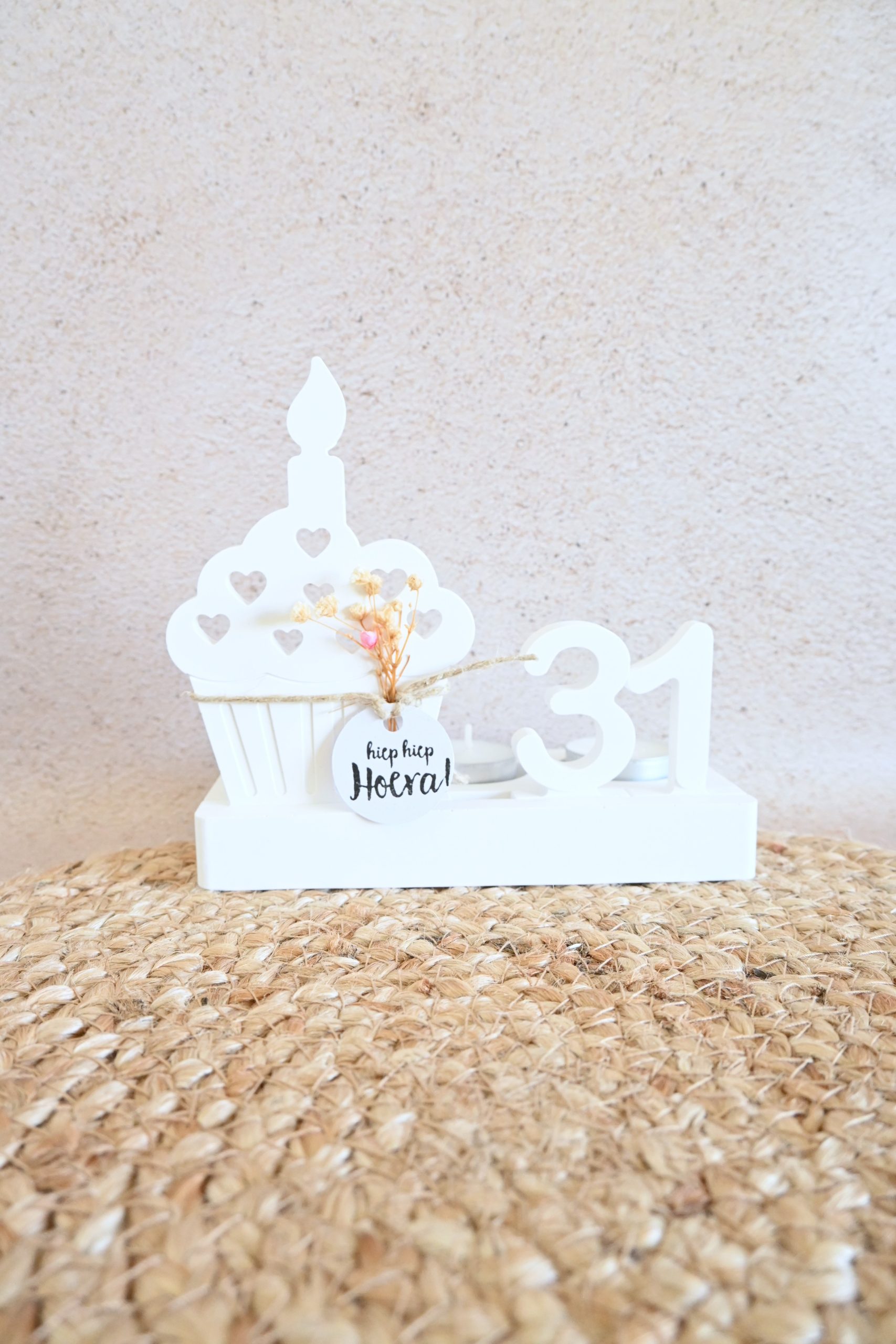 Langwerpige theelichthouder met gleuf - cupcake - Afbeelding 2