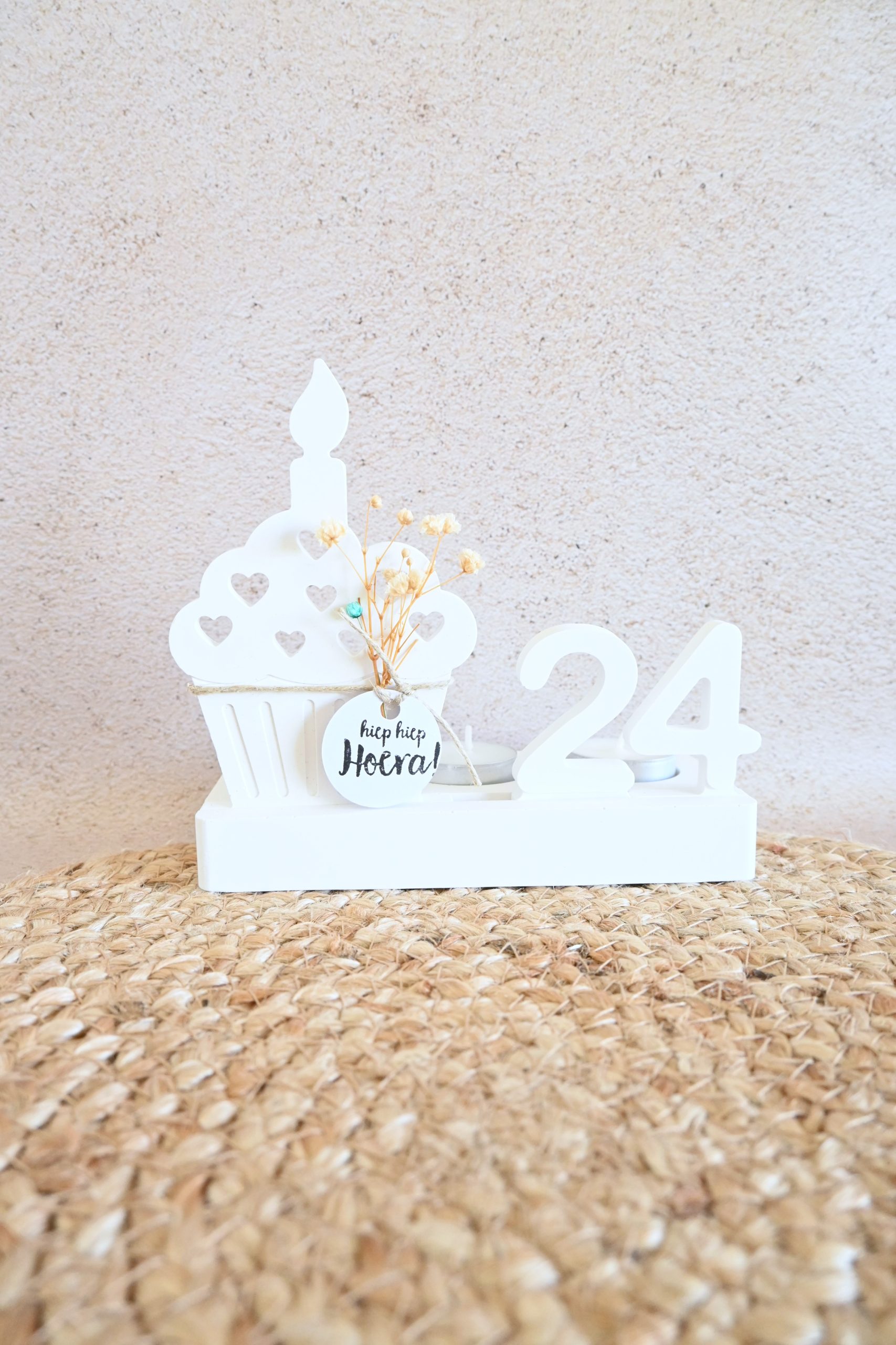 Langwerpige theelichthouder met gleuf - cupcake - Afbeelding 4