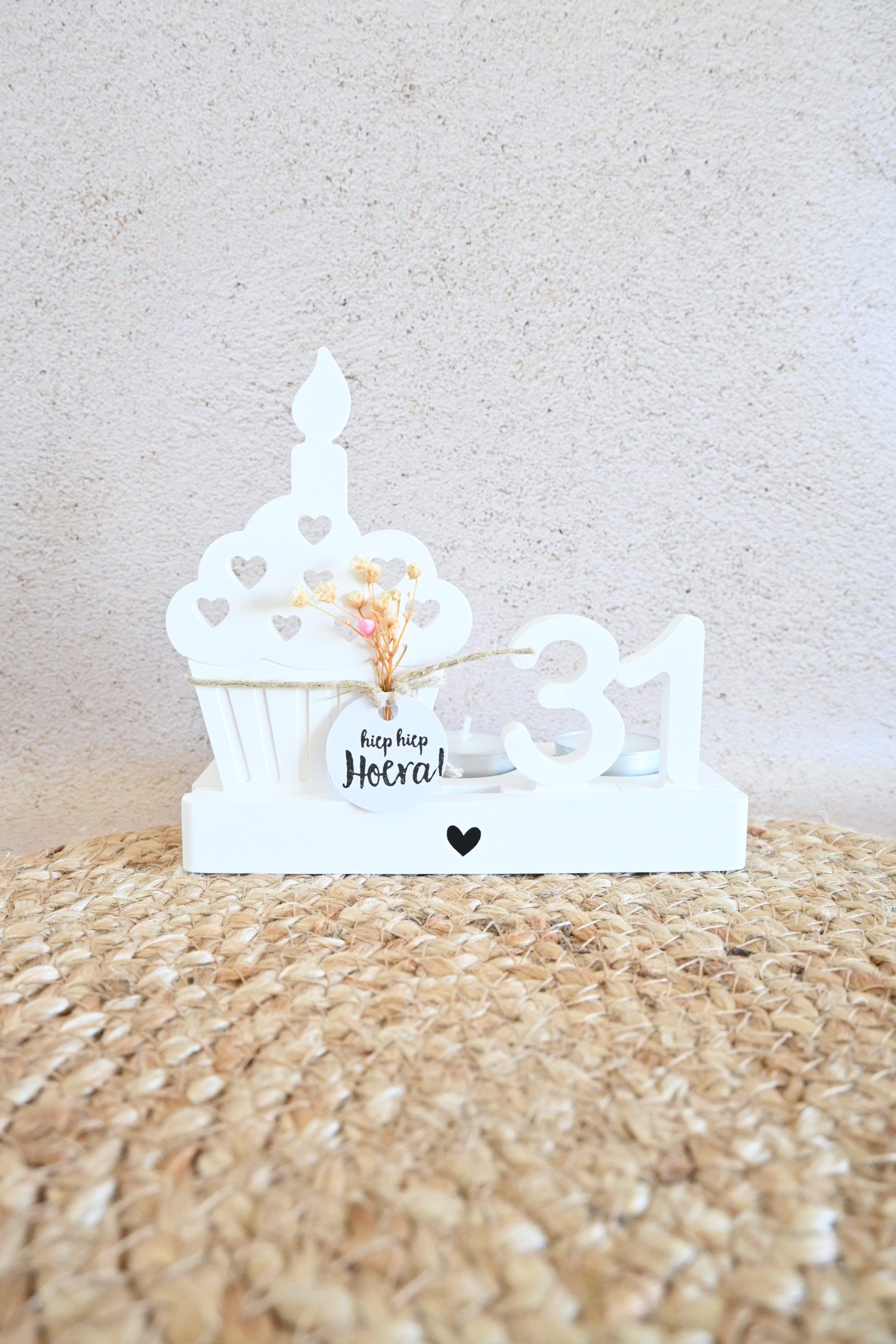 Langwerpige theelichthouder met gleuf - cupcake