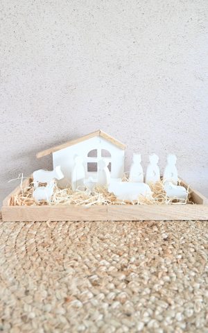 Kerststal L - houten plateau