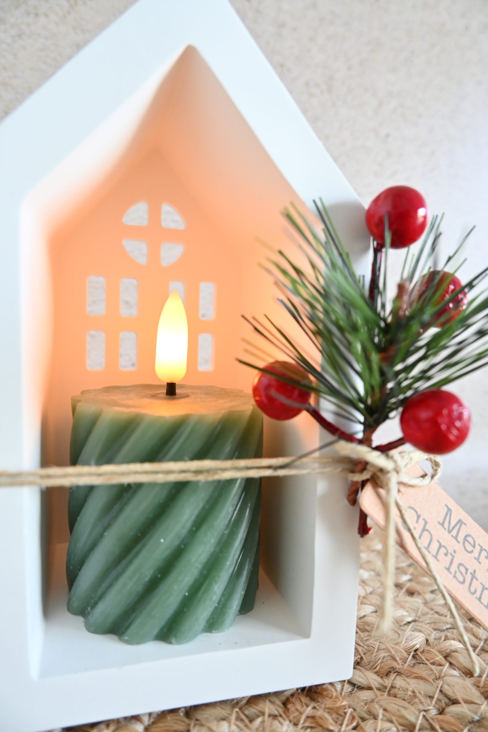 Huisje met LED kaars - Kerst - Afbeelding 2