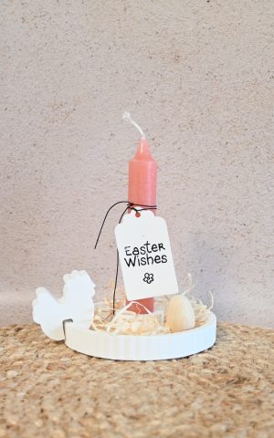 Ronde geribbelde kaarsenhouder - kip