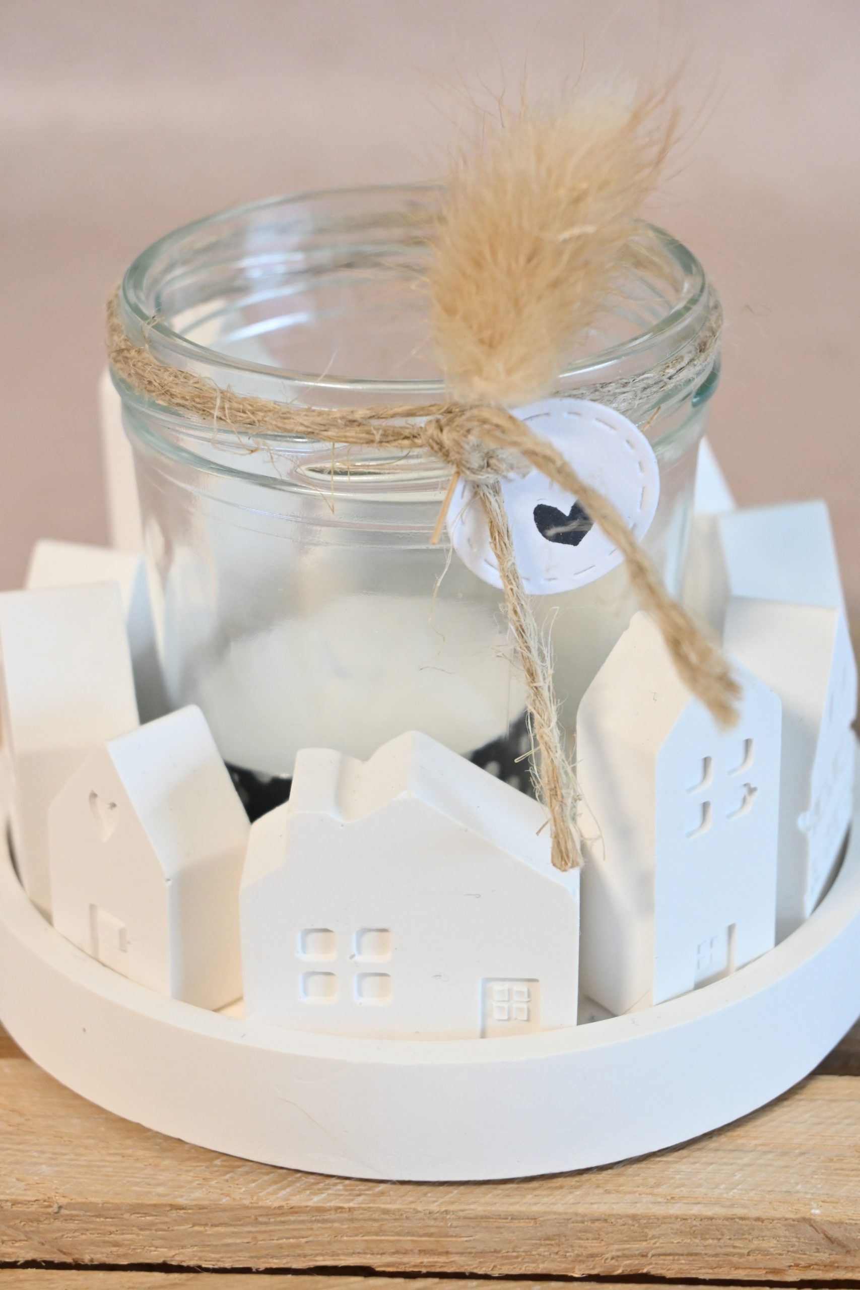 Ronde theelichthouder met huisjes - Afbeelding 4