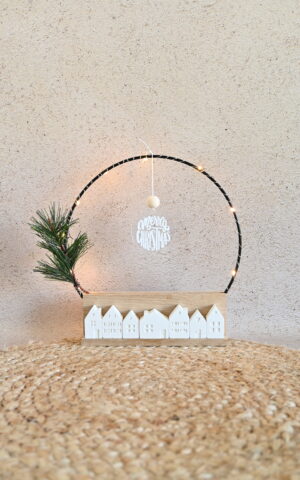 Kerstboog met huisjes